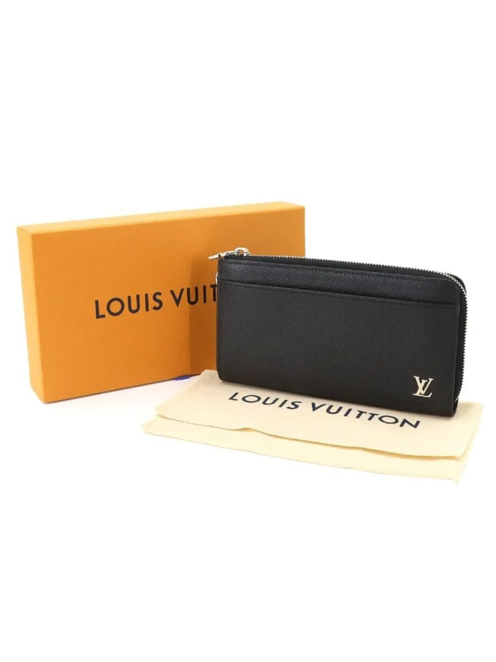 Louis Vuitton Taiga Zippy Dragonne L-shaped Zipper Wallet Leather Noir